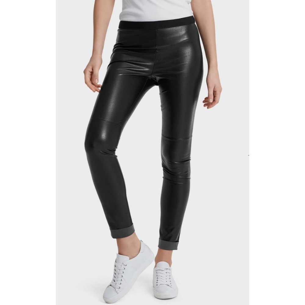Marc Cain Artificial Leather High Rise Slim Skinny Trouser Pants Leggings Sexy 8